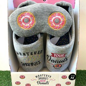 Whatever Sprinkles Your Donuts Slipper & Eye Mask